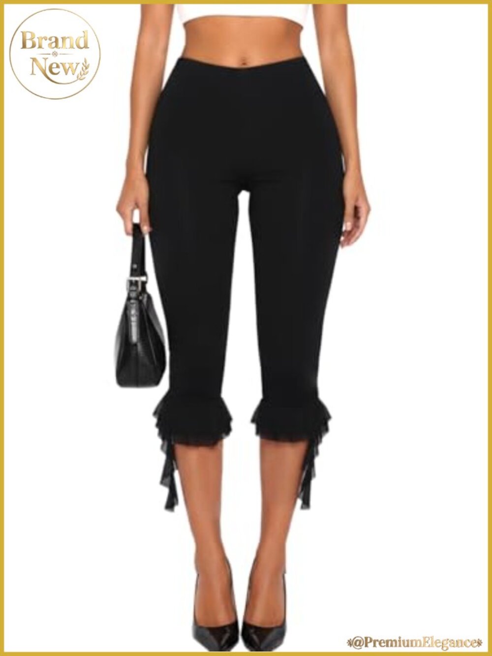 Y2K Ruffle Flare Capri Pants High Stretch Going Out Leggings